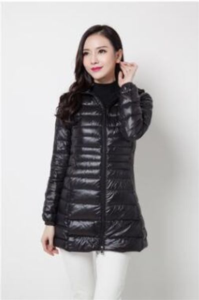 

new casual 90% белая утка вниз куртка женщин стенд воротник ultra light женский осень зима теплая длинные вниз пальто плюс размер parkas, Black