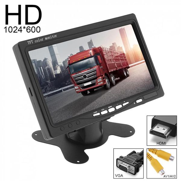 

7 inch 1024x600 tft lcd car rear view monitor 2 video input dvd vcd headrest vehicle monitor support audio video vga hdmi