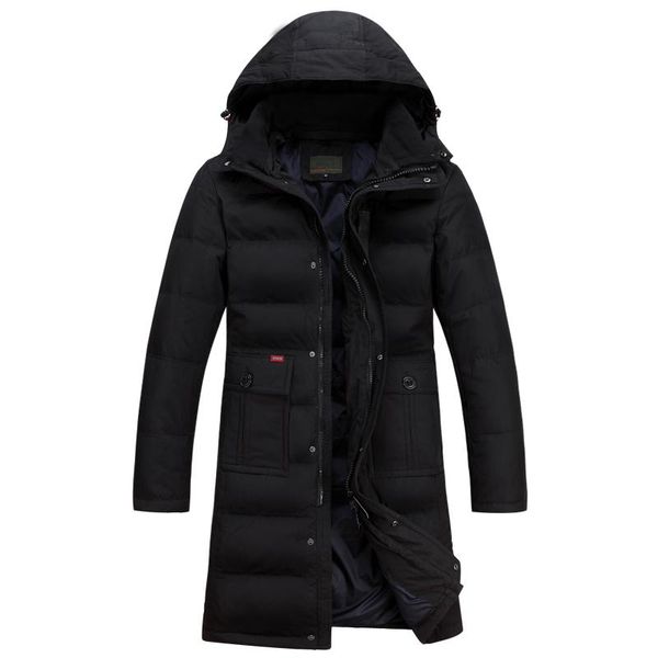 

оптовая продажа-2016 новый бренд-одежда куртка мода толстые повседневные удлиняющие колено вниз пальто длинная зимняя куртка мужская куртка, Black