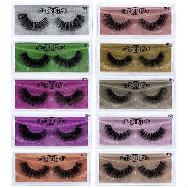 

100pairs natural mink false eyelashes lashes long makeup hand made 3d eyelash extension eyelashes colorful paper card