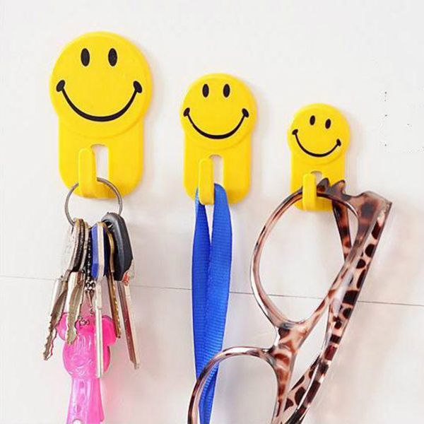 

3pcs self adhesive wall decor hooks cute smile door hooks wall hangers towel holder kitchen bathroom accessories