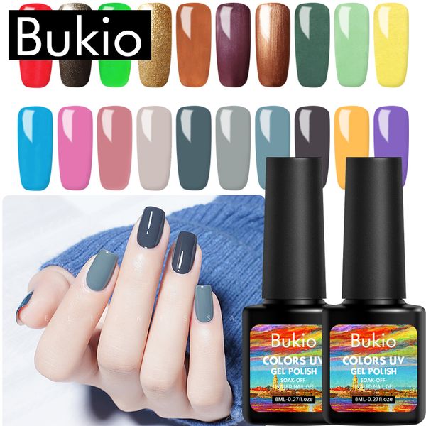 

bukio 50 colors uv gel nail polish 8ml pure nail color need coat soak off art gel varnish lacquer manicure, Red;pink
