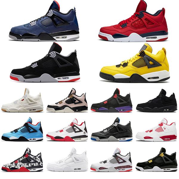 

4 4s fiba mens basketball shoes bred 2019 deep royal blue dunk yellow toro bravo bulls lvs blue what the designer sneakers trainers, White;red