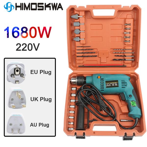 

1680w 220v 240v electric impact drill power hammer drill electric with 9pc bits eu plug with box