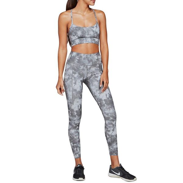 

women spaghetti strap high waist floral print fitness yoga set casual, sport bra leggings full-length rib, White;red