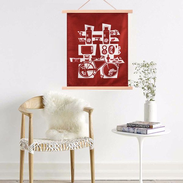 

cartoon wedding and festive hanging cloth cotton linen solid wood hanging painting tapestry porch decorative mural background cloth