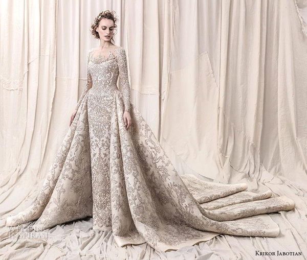 

luxury champagne crystal beaded lomg sleevee mermaid wedding dresses vintage plus size saudi arabic dubai bridal gown, White