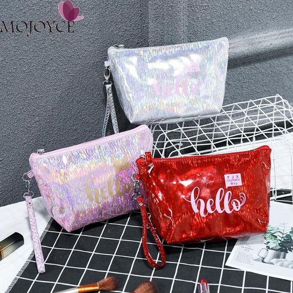 

female portable cosmetic handbag laser clutch women travel makeup storage pouch