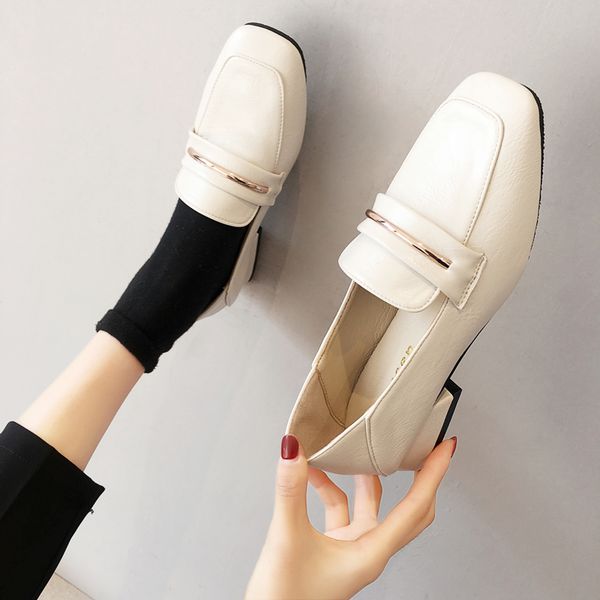 

shoes on heels autumn square toe female footwear british style oxfords women's casual sneaker winter fall dress preppy new, Black