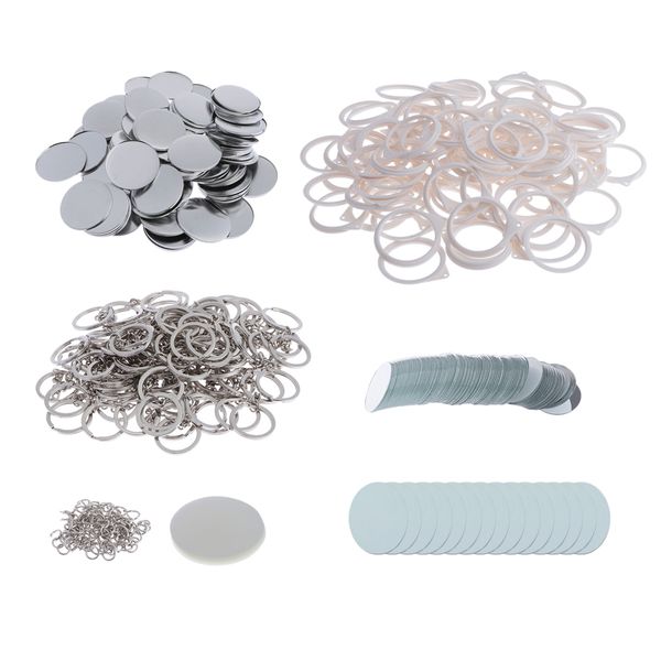 

diy mirror keychain button parts 58mm 100 pcs button maker parts bottom cover clip pin button parts for badge maker machine, Black