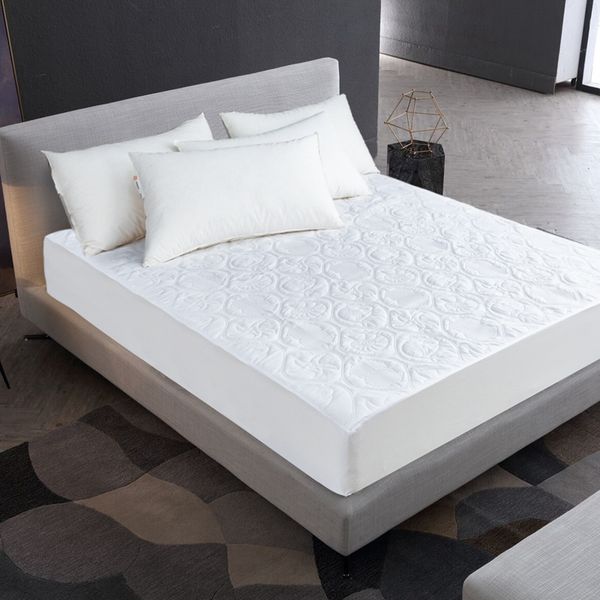 

quilted waterproof mattress protector solid color embossed er pad soft fitted sheet cover with elastic band
