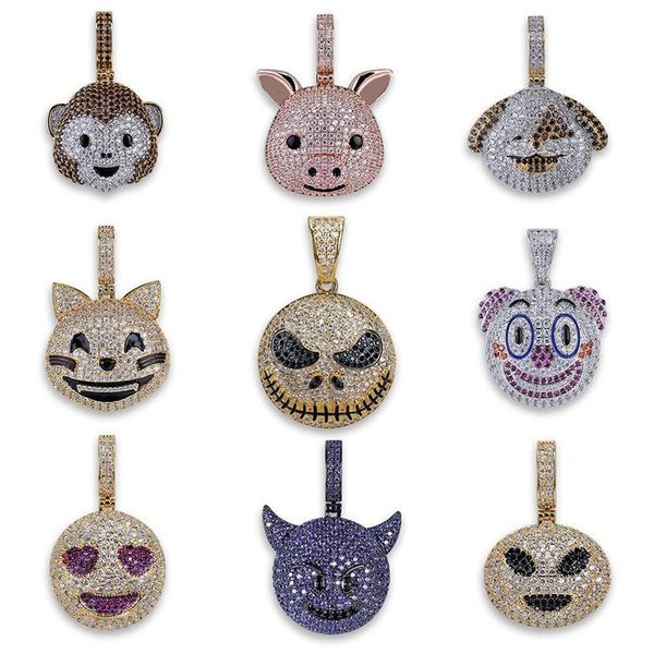 

ожерелья с подвесками ювелирные изделия роскошные 18 к позолоченные мода изысканного качества класса bling zircon emoji хип-хоп ожерелья опт, Silver