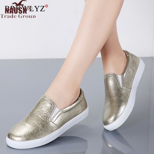 

brkwlyz new 2020 autumn loafers women flats shoes genuine leather casual shoes woman slip-on ballerina flats ladies, Black