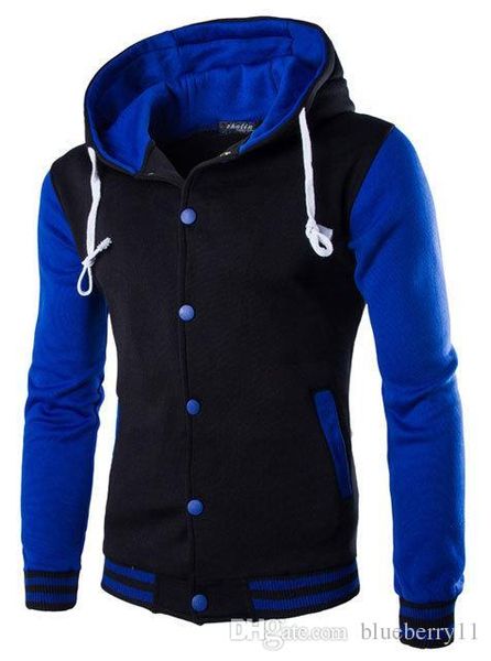 

jacket hooded brand college men veste autumn jacket winter varsity stylish new baseball slim jacekt fit homme oruda, Black