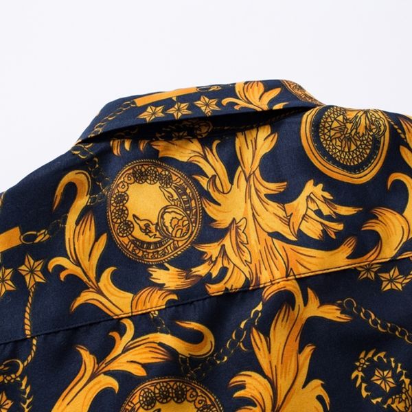 

daily soft flower print gift men shirt long sleeve spring autumn button thin casual slim business fashion, White;black