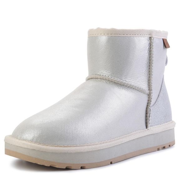 

2019-20 new sheepskin leather white color ankle winter boots for women sheep fur lined short snow boots winter warm shoes, Black