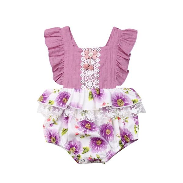 

jumpsuits toddler baby girl clothes ruffle floral lace jumpsuit bodysuit outfit 2021, Blue