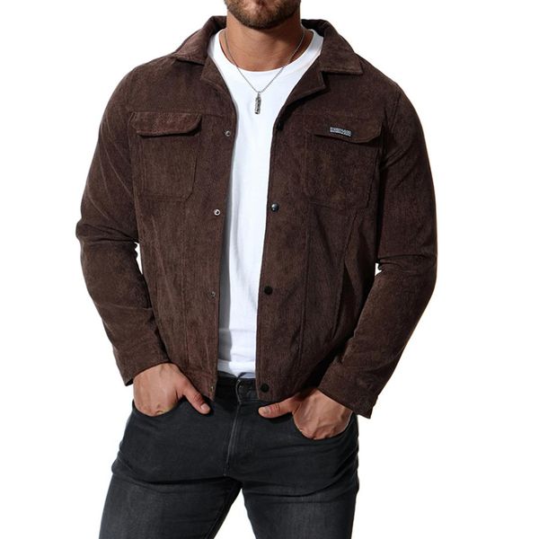

autumn and winter 2019 men's leisure style black brown colors m-4xl sizes jacket corduroy slimming jackets men 2018