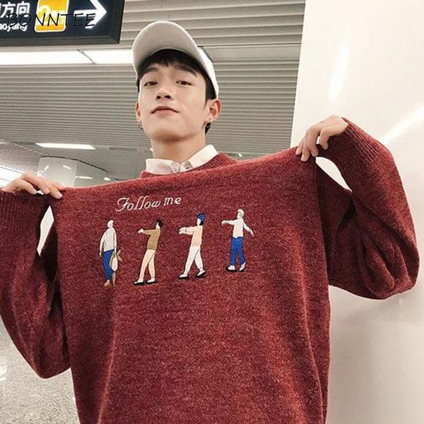 

turtleneck sweater men striped simple plus size 3xl loose harajuku korean chic ulzzang mens knitting daily soft warm winter, White;black