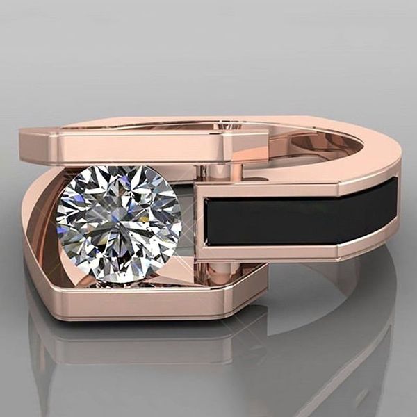 

нежные дамы розовое золото палец кольца инкрустированные белый вырезать циркон обещание обручальное кольцо ювелирные изделия подарок 2019 но, Slivery;golden