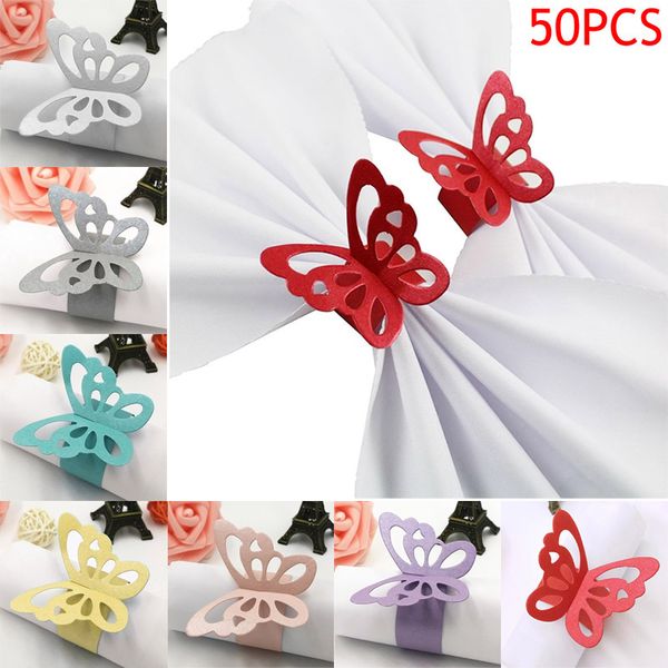 

50 pcs/set lovely butterfly paper napkin rings supplies for wedding party decoration hg99