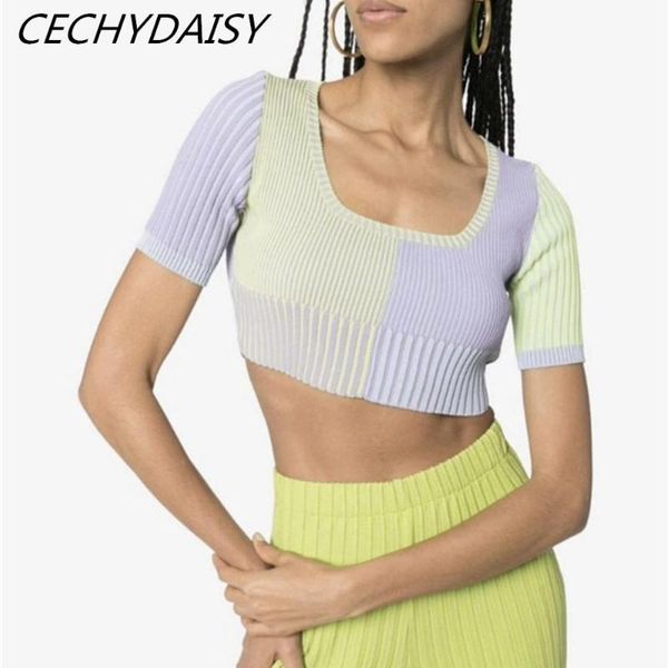 

women's sweaters crop sweater knitted pullovers kawaii pink blue stripe women spring summer 2021 fashion casual jumpers zaful, White;black