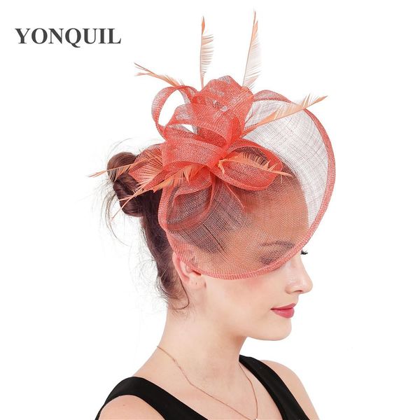 

коралловые sinamay fascinators hat невесты свадебные шляпы с моды обручи декор для волос accessoris дамы элегантный случай sinamay шляпы noj, White