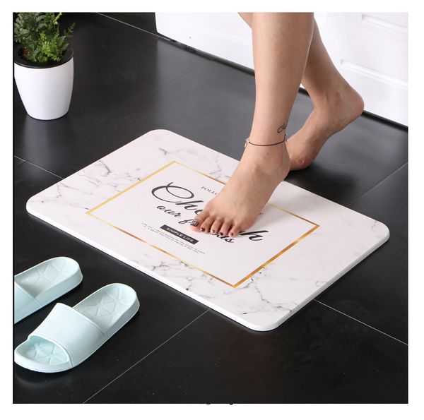 

2018 new designer 35*45cm luxury bath mat diatomite material water absorption kitchen door floor mat bathroom accessories