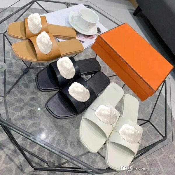 

designer slippers summer woman cartoon big head beach slippers fashion leather luxury flat sandals metal slippers large size 35-41 us4-us10, Black