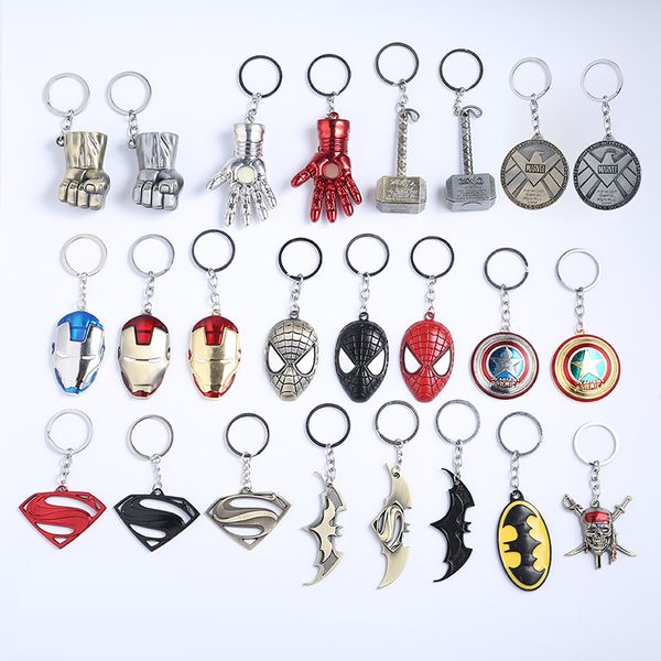 

19 styles marvel avengers series keychain batman mask metal key rings superhero key holder fans keyring jewelry, Silver