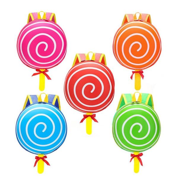 

lollipop shape cute backpack girls kids round zip leather nylon knapsack