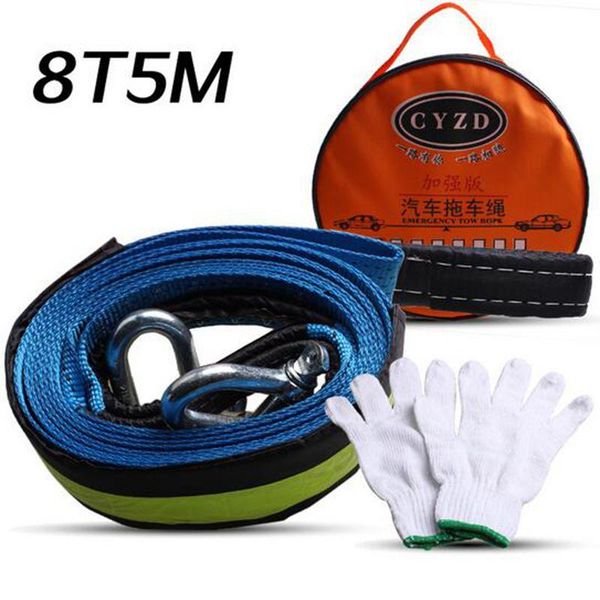 

adeeing 5m-8t trailer rope steel hook 5m8t car polyester high strength trailer rope suv reflective traction