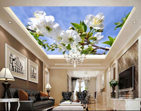 

custom 3d p wallpaper sky clouds leaves orchid 3d ceiling wall papers home decor