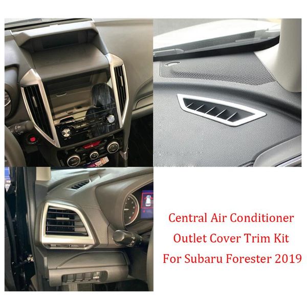 

car accessories central air conditioner outlet cover trim kit for forester 2019 chrome / carbon fiber dashboard inside