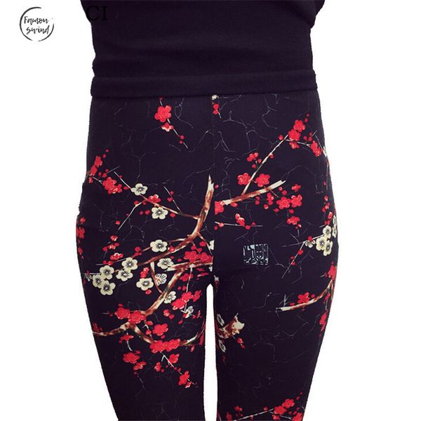 

печать hot flower леггинсы леггинсы плюс размер legins плед гитары вскользь thin pant мода женщины aptitud брюки k092, Black