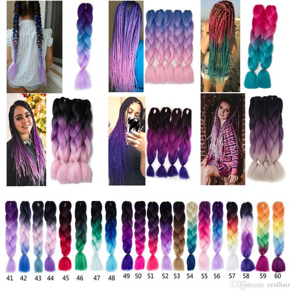 24 100g Pc Synthetic Ombre Kanekalon Braiding Hair Crochet Box