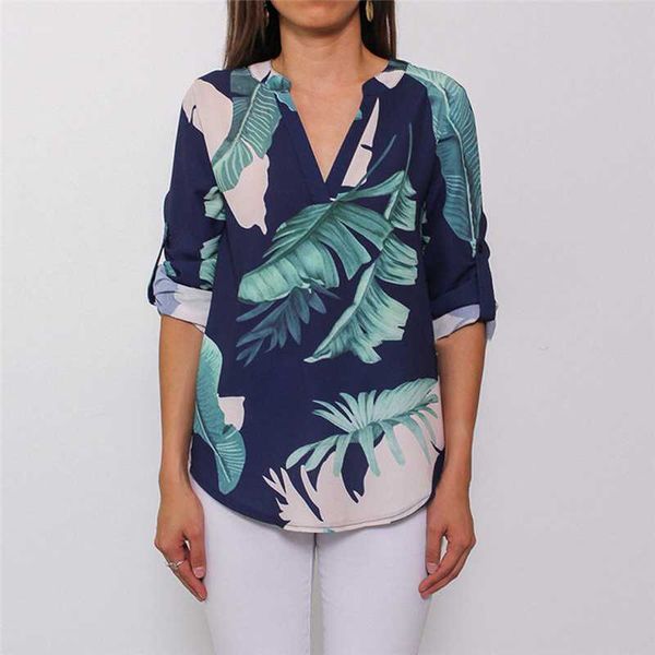 

womens blouse floral printed v neck casual shirts blouses, White
