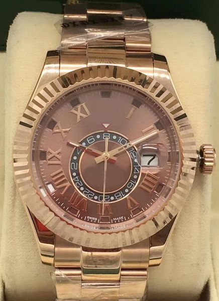 

factory supplier wristwatches sapphire perpetual 42mm 18k pink gold 326935 automatic mechanical mens men's watch watches, Slivery;brown