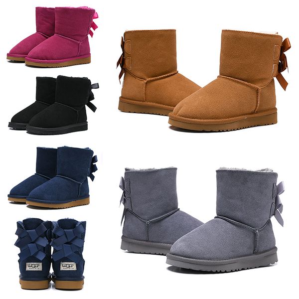 

fashion australian wgg classic kids boots designer snow boots for children girl boy ankle bailey bowknot winter booties fur boot 26-35