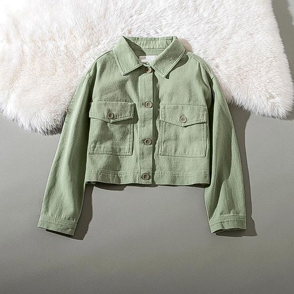 

cthink spring cotton denim jacket coat women fashion turn down collar pockets jeans coat for women stylish solid women's jackets, Black;brown