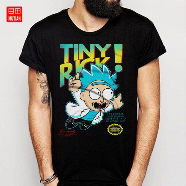 

крошечный рик мужская комедия пародия футболка, White;black