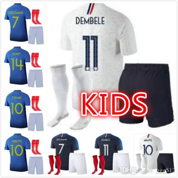 

дети kit + носки 2019 100th anniversary griezmann mbappe pogba дети трикотажных изделий футбол кант 100-джерси футбол жиру майо-де-футовых н, Black;yellow