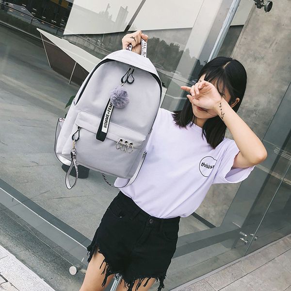 

large-capacity girl solid color school bag outdoor backpack wild bag retro female tide korean canvas fashion student pack