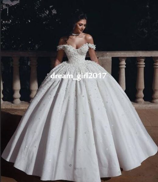 

принцесса arabric бальное платье свадебное платье с плеча длиной до пола цветы бисер church garden свадебные платья плюс размер 2019 платье, White