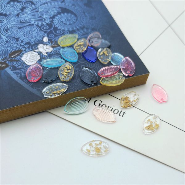 

20pcs mixed smal lpetals leaf resin charms bracelet connector findings diy leaves dangle earring necklace pendants jewelry make, Bronze;silver