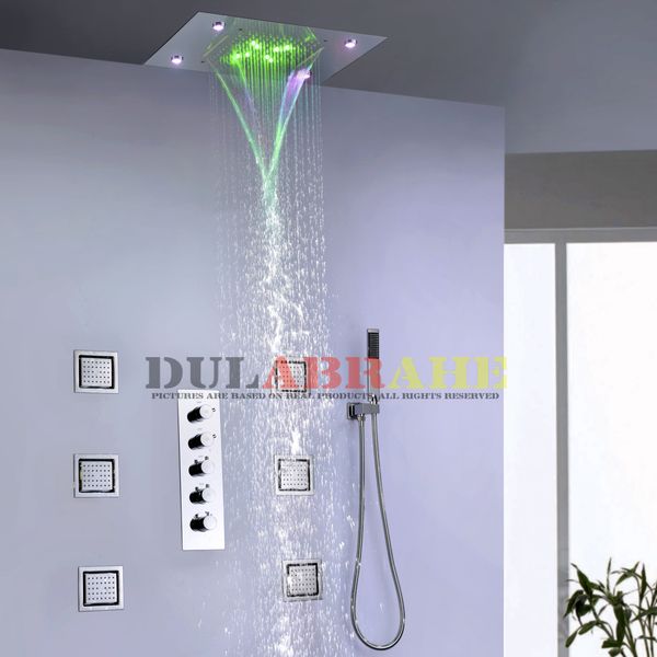 

4 water function work together or eparately 50x36 cm rain waterfall hower head bathroom led hower faucet et 008 50x36p 6mk