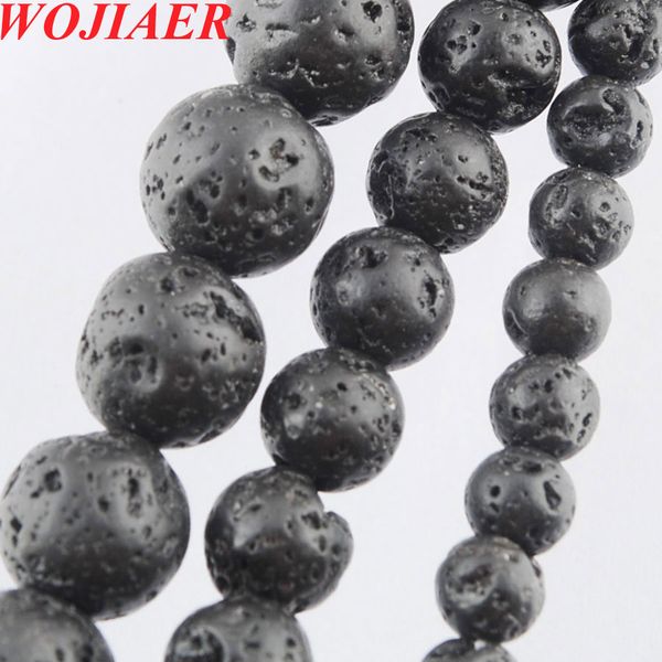 

wojiaer lava round beads 4-8mm wholesale black color natural stone beads diy spacers beads for bracelets dby907