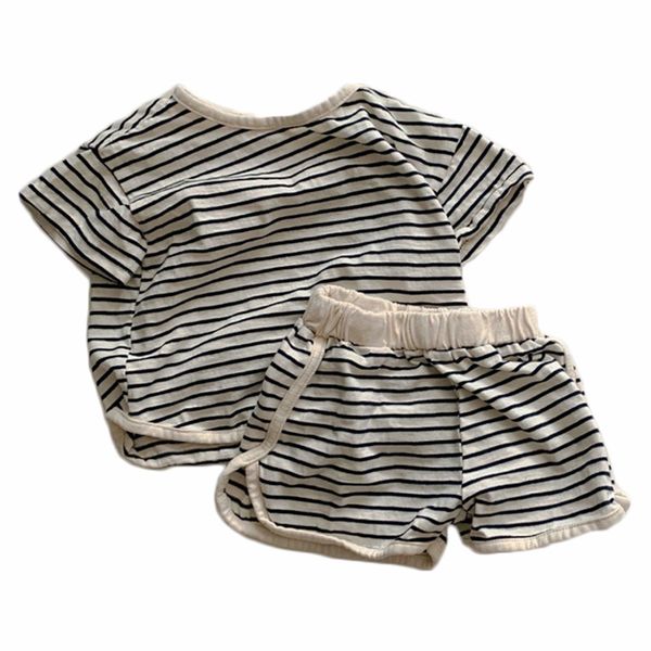 

2020 baby girl clothes set kids t-shirt short sleeve + shorts pp pants outfits 2pcs summer baby boy plaid clothes sets, White