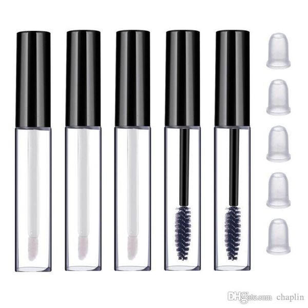 

3ml reusable empty mascara tube eyeliner bottle lip gloss tubes vials containers with wands brushes and rubber insert