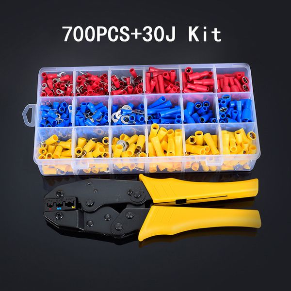

0.5-6.0mm2mini pliers electrical wire crimping tools tubular terminals box kit 700pcs wire stripper crimper terminal 20-10 awg